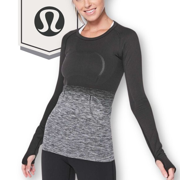 Lululemon Swiftly Tech Long Sleeve Crew in Black & Grey. Sz 6 - Picture 1 of 10